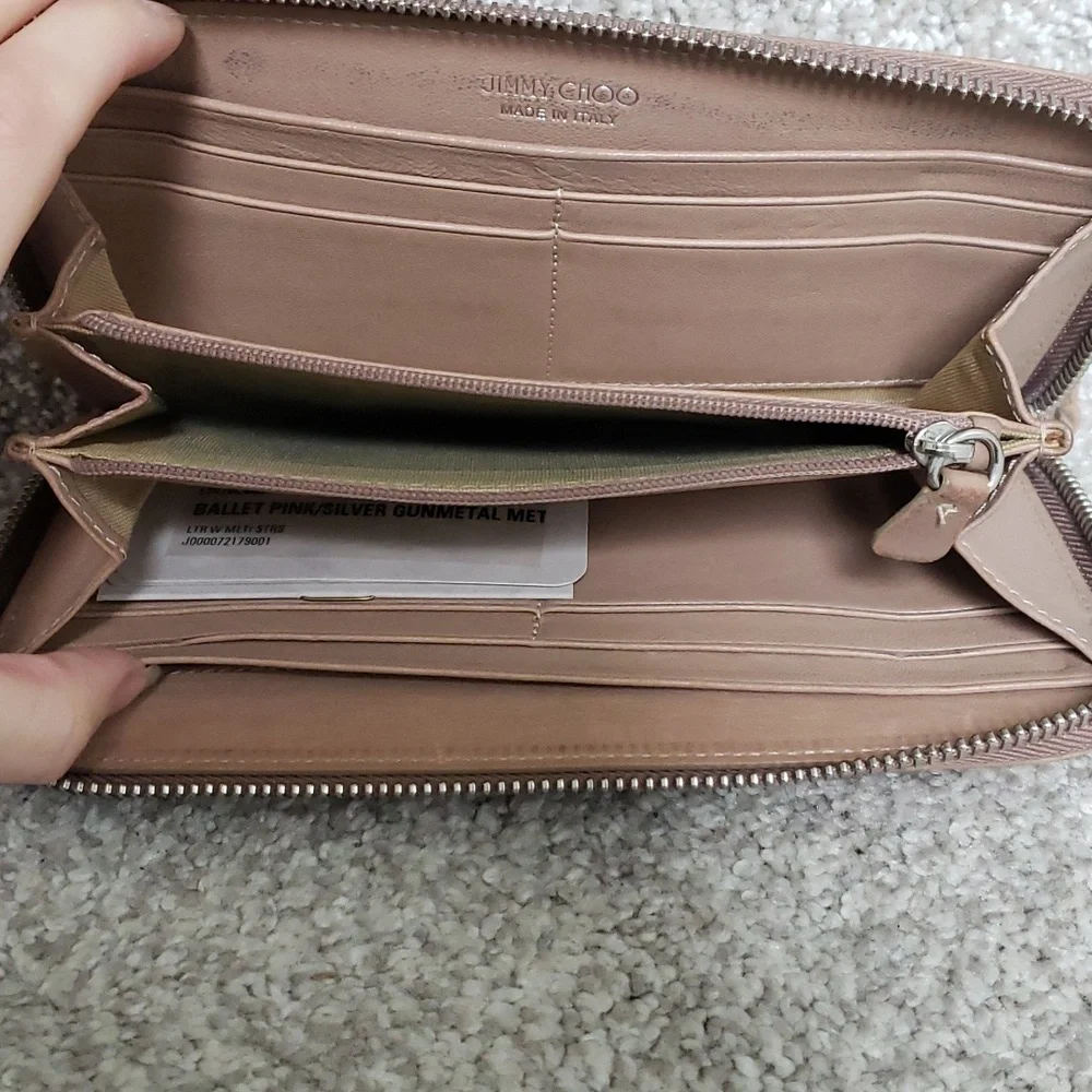 Jimmy Choo ballet pink and silver gunmetal zip wallet Authentic - Picture 7 of 10